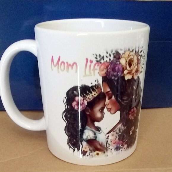 Mom Life - All Day Every Day! Black Queen & Daughter ~ Ceramic Cup - Mothers Day - Picture 1 of 8